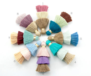 1pc 8cm 3 Layer Multi Coloured Cotton Tassel III